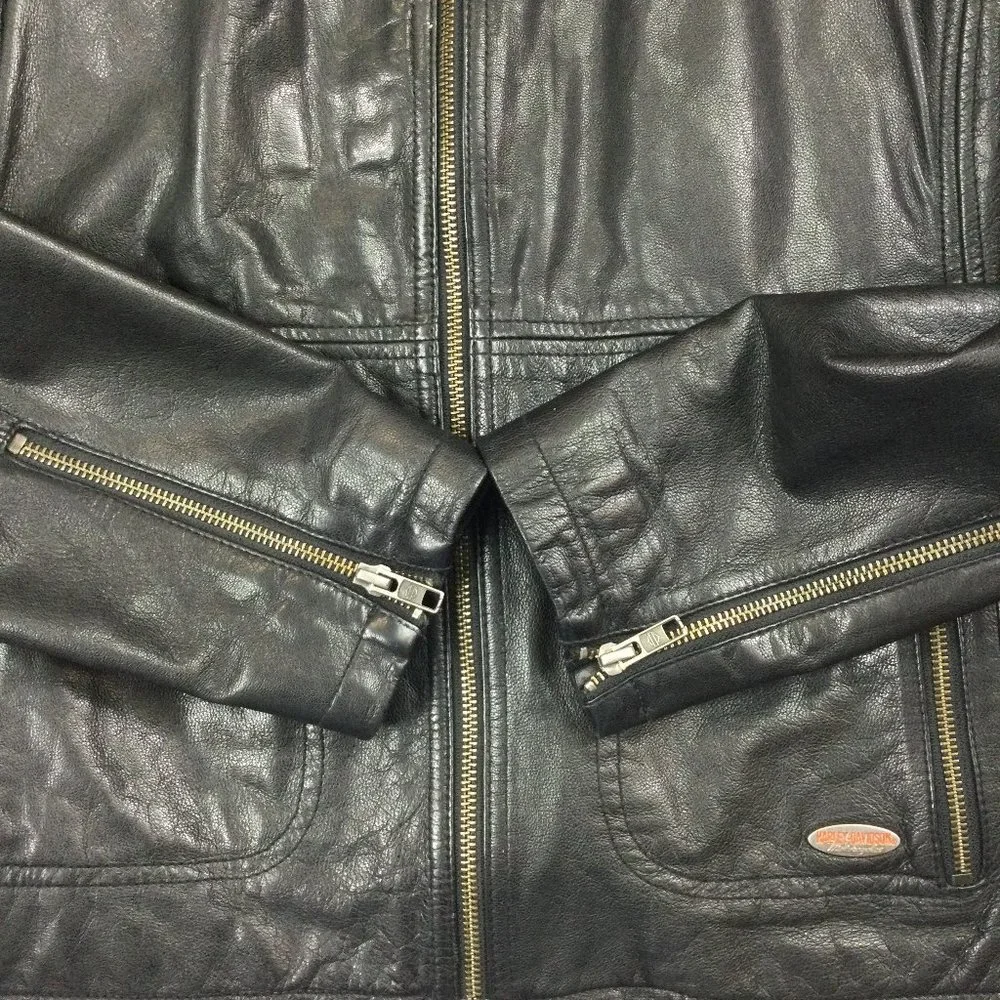 Harley Davidson Valley Motorcycle Jacket Black Leather Womens Size 1W 97166-13VW - Picture 4 of 12
